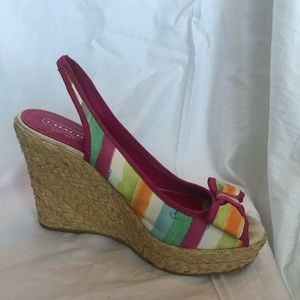 Coach Jute Multicolored Slingback wedge